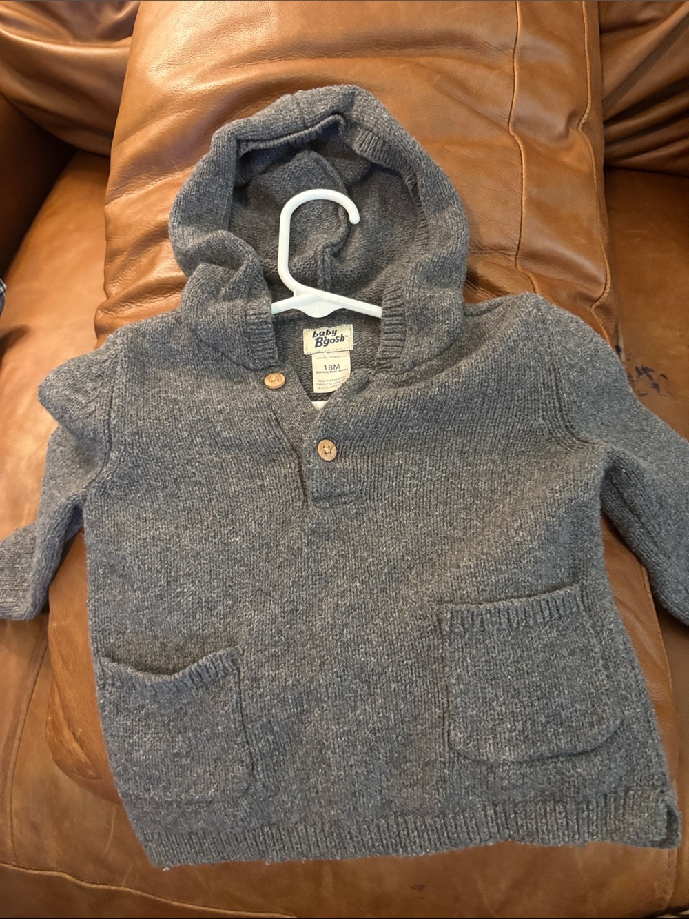 Baby Osh Gosh Hooded Knit Sweater - Heather Gray